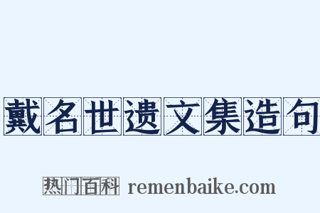 戴名世遗文集造句是什么意思的图片